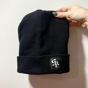 GBT New York black beanie hat with logo patch